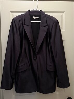 Good American Black Single-Button Blazer